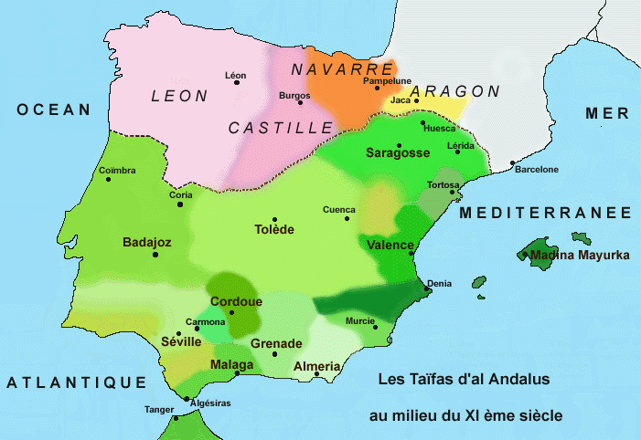 Les différents royaumes de Taïfas